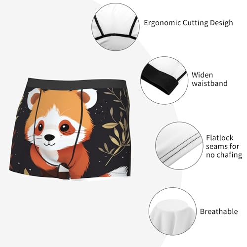 Animal Raccoon Men's Boxer Briefs, Leaves Breathable Mens Underwear Comfort Boxers Shorts Support Trunks3