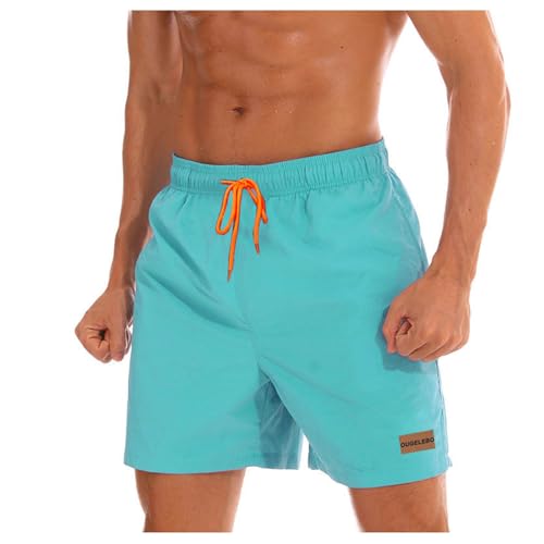 Ougelebo Badehose Herren Badeshorts Herren Kurz Schnelltrocknend Männer Schwimmhose Strandshorts Beach Swim Shorts Trunks Men Blauer See M 1