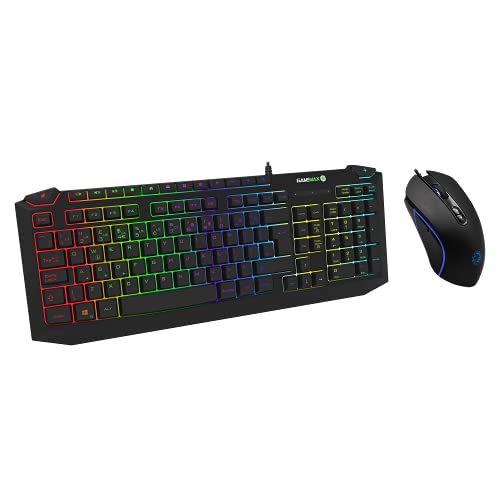 GameMax Pulse RGB Gaming Keyboard & Mouse, 7 Colour LED Backlight, 7D Optical, Anti-Ghosting, Adjustable DPI, Compatible For Windows & Mac, USB Connection, UK Layout | Black