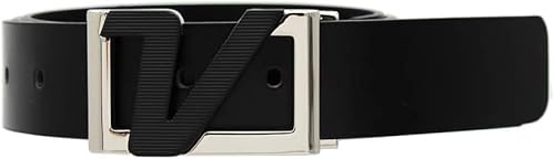 AMBA7 Volvik Victory - Cinturón de cuero de golf, 100% auténtico, italiano, correa de cuero sólido, tamaño libre hasta 42 pulgadas, color negro,