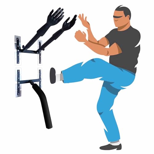 ZIMGOD Wing Chun Dummy Man Pile Kung Fu Equipment with Spring Arm & Leg, Wall Martial Arts Dummies Training Device, Flexible Tai Chi Practice Tool for Karate Exercise