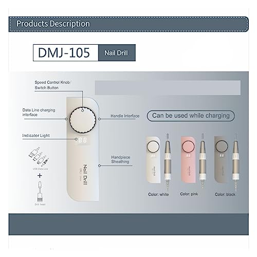Nail-Grinding-Machine-35000RPM-Nail-Drill-Machine-Rechargeable-Nail-Master-for-Manicure-Portable-Nail-Drill-Milling-Machine-with-HD-LCD-Display-for-DIY-Home-or-Salon-Mani-Pedis