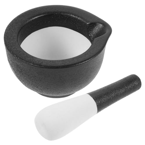NOLITOY 1 Juego Tarro De Molienda De Cerámica Mortero Machacador De Ajo Molinillo De Pimienta Batería De Cocina Bol Mezclador Pesto Granito y Mortero Aplastar Olla Para La Cocina Black