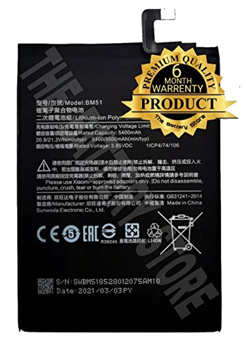 Image of THE BATTERY STORE Orignal REPLACMENR BATTEEY for Xiaomi Redmi Mi Max 3 / BM-51 / BM51 Battery with 6 Months WARRENTY and HIGH Capacity Battery Backup Battery (for Xiaomi Redmi Mi Max 3)