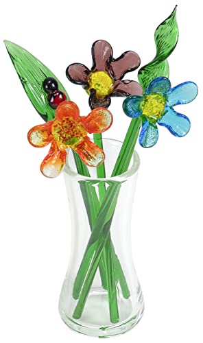 Red Co. Decorative Glass Lovely Flower Bouquet With Vase, Gift Boxed – Cosmos Blossom #TOP25