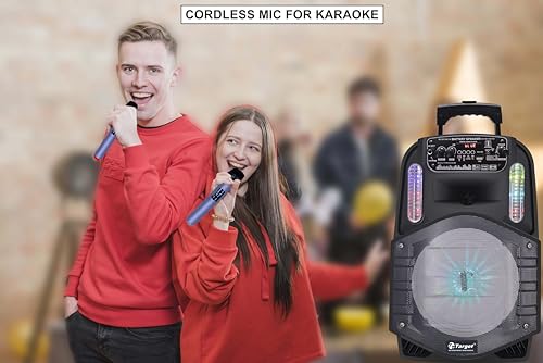 Image of TARGET TT-PSG-802 Wireless Bluetooth Trolley Speaker 8 inch 120 WATTS RMS, Karaoke with 2 Wireless Mic, Remote Control, FM Radio, Aux in /USB /SD Card with TWS