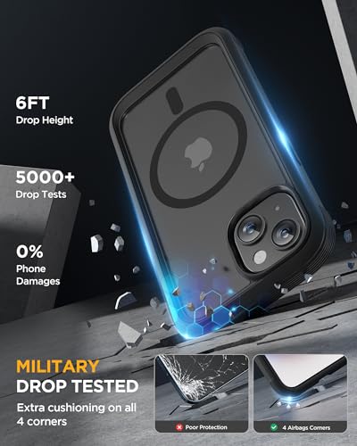 Image of Miracase Magnetic for iPhone 15 Plus Case 6.7'' [Compatible with Magsafe] only for 15 Plus Phone Case Cover with Built-in 9H Tempered Glass Screen Protector,Magnetic Frosted Black