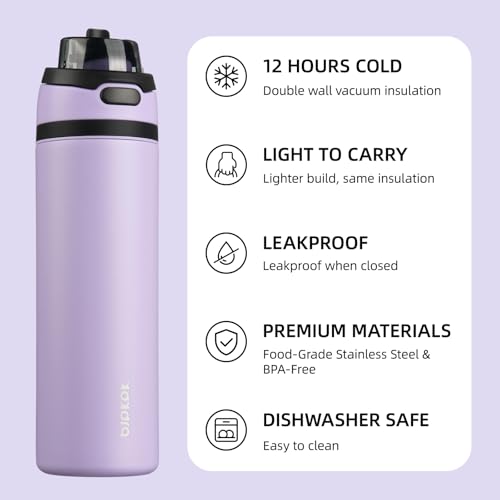 Image of BJPKPK 25oz Insulated Water Bottle with Straw Lid & Handle, Stainless Steel | Leak-Proof 2-in-1 Straw & Spout Lid, BPA-Free Vacuum Insulated Bottle Fits Cup Holders for Gym, Office, Travel & Outdoor