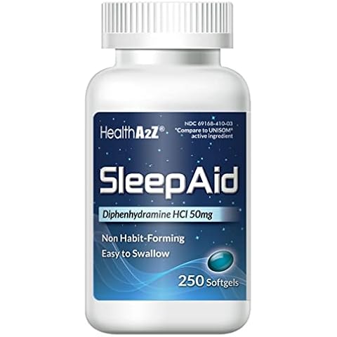 HealthA2Z Sleep Aid, Diphenhydramine Softgels, 50mg, Supports Deeper, Restful Sleeping, Non Habit-Forming (250 Counts) Cover