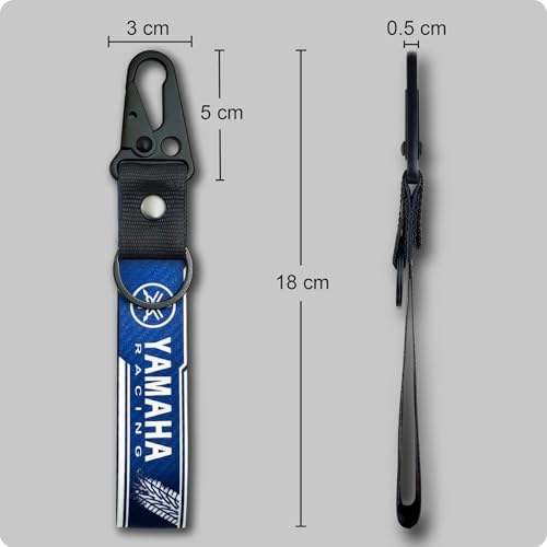 Image of SnapStrap MotoLink Carabiner Keychain Compatible with Yamaha Bike Strong Heavy-Duty Metal Clip with Fabric Key Ring Bike Accessory (Racing Blue)