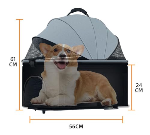 Coche para mascotas 3-en-1, carriola para perros con portador removible, coche para gatos para perros medianos hasta 55 lbs, color B miniatura 2