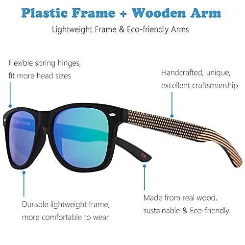 Image of Mens Polarized Wood Sunglasses for Men Women, Womens Sunglasses Wooden Sides Bamboo Glasses