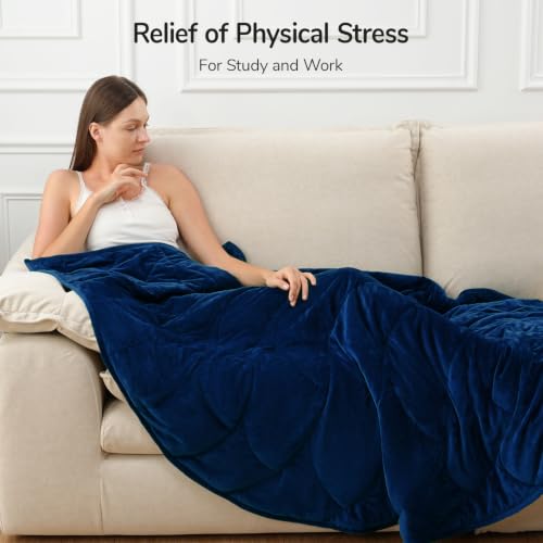 Image of Weighted Blanket for Adults 15 lbs, 60 inch x 78 inch washable Blankets, Navy Blue