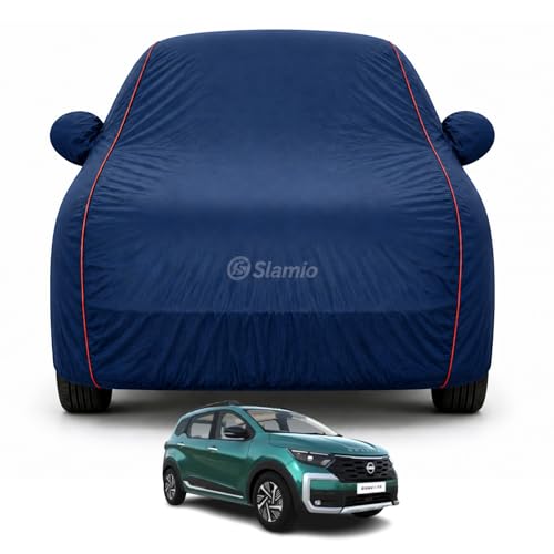 Image of Car Cover for Nissan Gravite | 100% Waterproof Heavy-Duty 3-Layer Car Body Cover | All-Weather Rain, UV, Sun & Dust Protection | Custom Fit | Mirror & Antenna Pockets | Navy Blue