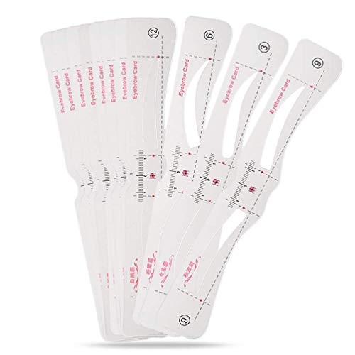 JASSINS 12 Models Eyebrow Stencil Guide Card Multiple Shapes Eyebrow Template DIY Shaping Makeup Tools