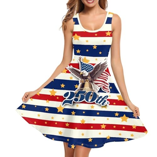 Image of Women Stylish Tank Dresses Sleeveless Round Neck Midi Casual Dress with Pocket for Summer