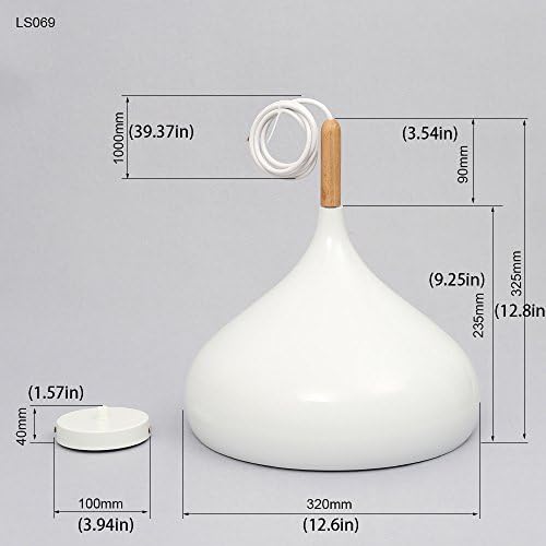Chrasy Ceiling Lighting Modern White Metal Pendant Light Shade Chandelier Lighting E27 Base with Wood
