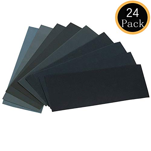 24PCS Sand Paper Variety Pack Sandpaper 12 Grits Assorted for Wood Metal Sanding