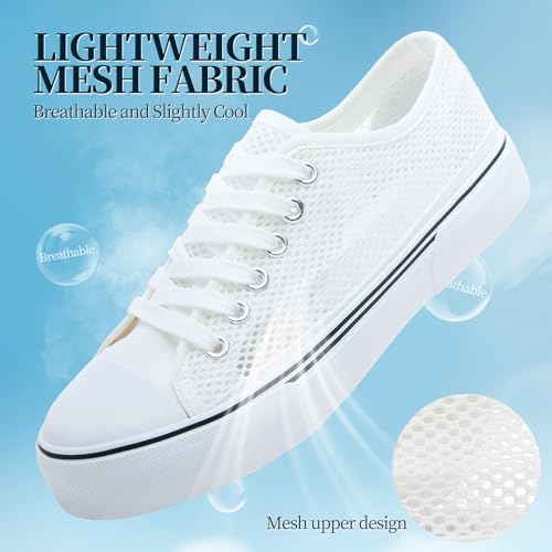 Waluzs White Sneakers for Women Women's Tennis Shoes Summer Canvas Shoes Fashion Sneakers for Walking Non Slip Work3