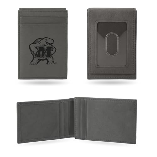Image of Rico Industries NCAA Gray Laser Engraved Front Pocket Wallet - Compact /Comfortable /Slim