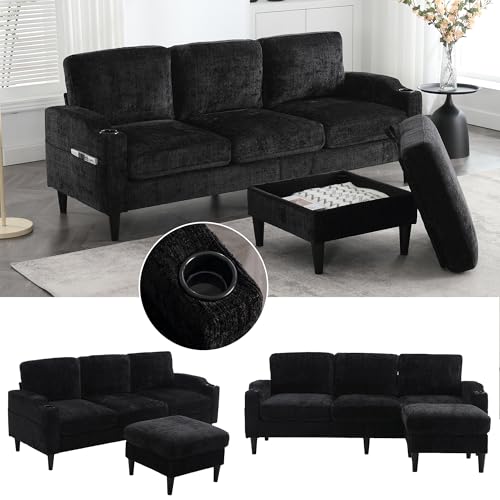 Canapé Modulable 4 Places Rangement + Porte-gobelets Yihomfy