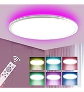 YooShine LED Deckenleuchte Dimmbar, 24W 3200LM Deckenlampe LED Deckenleuchte Flach, RGB Farbwechs...