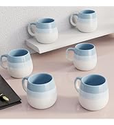 The Earth Store Tritone Sky Blue Ovule Shape Tea Cups Set of 6 Microwave and Dishwasher Safe, Per...