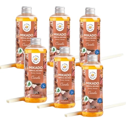 Ambientador Mikado Canela Reposicion, 6 x 250 Ml con Varillas, Ambiendador La Casa de los Aromas Océano 250 ml, ambientadores de hogar canela - ambientador varillas canela