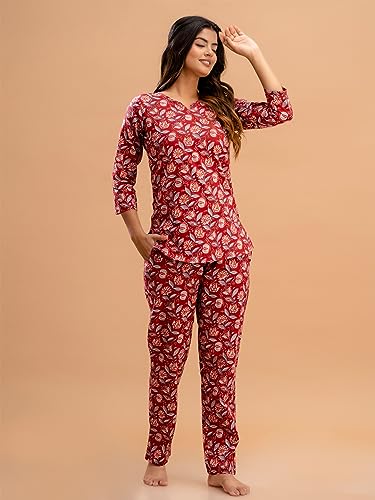 Image of feranoid Women Full Sleeves Cotton Nightsuits