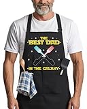 365RUSTIC Funny Galaxy Dad Apron – Retro Space Wars Cooking & Grilling Apron with 2 Pockets, Vintage Movie Style Gift for Father’s Day Men Husband