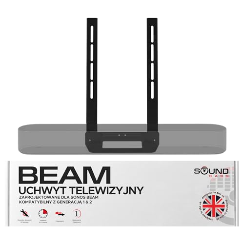 Soundbass Beam uchwyt do telewizora, kompatybilny z generacją 1 i 2 Sonos Beam wspornik montażowy do telewizora, czarny, pełny zestaw sprzętowy w zestawie, listwa dźwiękowa Beam
