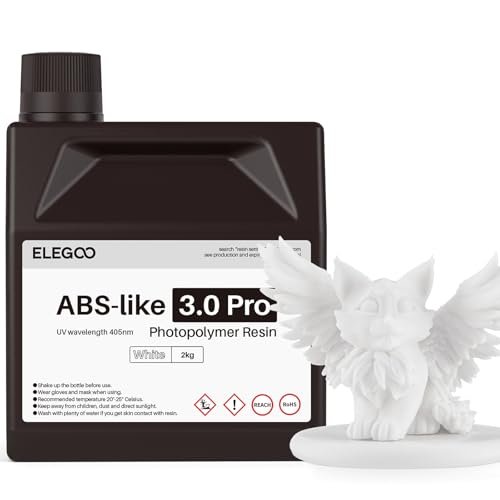 Image of ELEGOO ABS-Like Resin 3.0 Pro, 3D Printer Resin with Low Viscosity and High Precision, 405nm Rapid UV-Curing Photopolymer Resin, 3D Resin for LCD /DLP 3D Printing, White 2000G