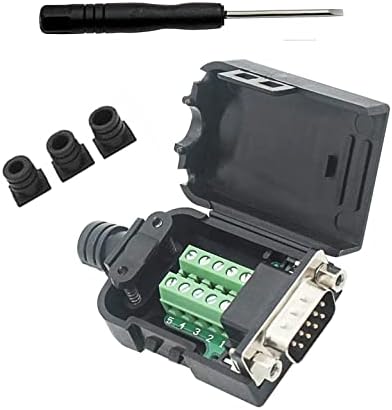 SHANFEILU DB9 Breakout Connector to Wiring Solderless Terminal RS232 D-SUB Male Serial Adapter 9pin Port Breakout Board Black Rubber Core with Case,Screwdriver,Nuts