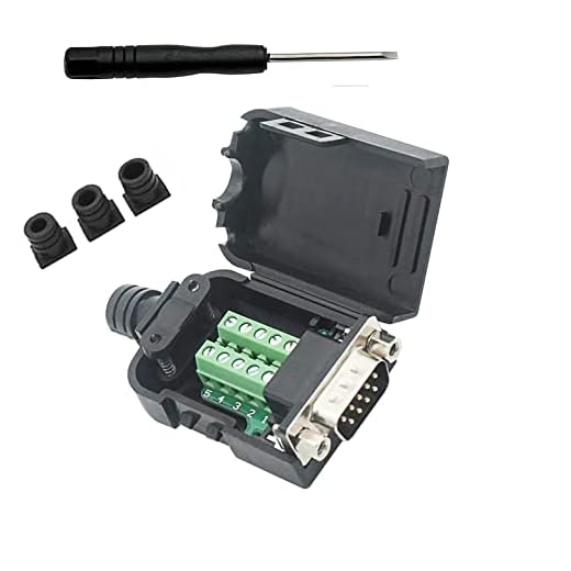 SHANFEILU DB9 Breakout Connector toWiring Solderless Terminal RS232Male Nut | D-SUB Male Serial Adapter 9pin Port Breakout Board Black Rubber Core with Case,Screwdriver,Nuts