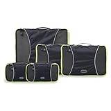 GOX Lot de 5 cubes de rangement ultra légers pour bagages de voyage, 1 grand, 2 moyens, 2 petits (noir)