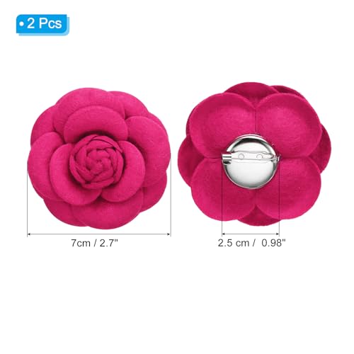 Image of PATIKIL Camellia Fabric Pin, 2 Pcs Flower Brooch Artificial Flowers Brooches for Women Girls Cloth Wedding Party Decor Accessories Jewelry Gift, White