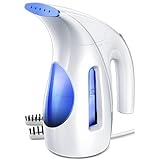 HiLIFE Steamer for Clothes, Portable Handheld Clothing Steamer, 240ml Big Capacity, 700W, Strong Power, Fabric Quick Wrinkle Remover with Brush for Home, Office, Travel (ONLY 120V) -Blue