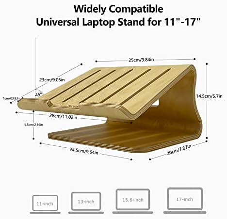 SAMDI Wooden Laptop Stand / Wooden Cooling Stand Holder /Ventilated Laptop Stand Bracket Dock for MacBook Air/Pro Retina Laptop PC Notebook (White Birch)