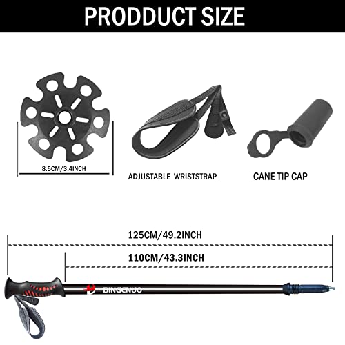 Bingenuo 49.5Inch 100% Carbon Fiber Tactic Ski Pole Pair - 1.0Mm Thickened Tube Wall Super Light All Mountain Alpine Ski Poles For Unisex's Men, Women,Black #TOP7