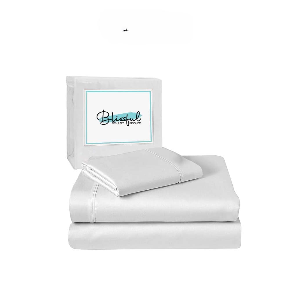 Blissful Bed Linen Set Solid White - Pack Includes Pillowcase, Bedsheet, and Duvet Cover | 100% Cotton, Super King size