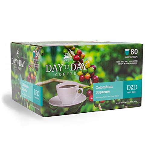 Day To Day 80-Count Colombian Supreme, Light Roast Single Serve Coffee Pods For K-Cup Keurig Brewers #TOP6