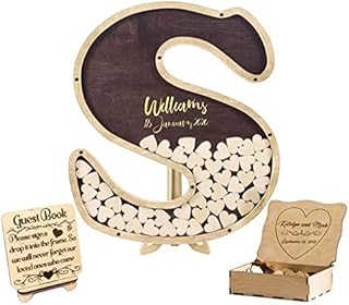 Ozinna Personalized Guest Book, Wedding Guestbook Alternative, Custom Wooden Heart for Guest Book Wedding Ideas Wedding Letter Guest Drop Box Alternative Rustic Wedding Guest Book (Heart - Brown)