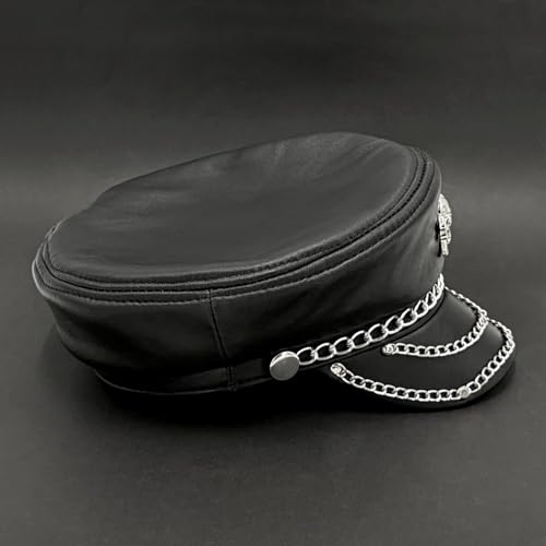 Casquette steampunk rock en cuir véritable clouté d'exception - 4