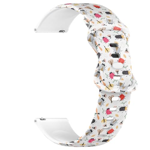 Compatible with Garmin Fenix 7/7 Pro, Fenix 6/6 Pro, Fenix 5/5 Plus, Epix (Gen2) / Epix Pro (Gen2), 22mm Replacement Sport Watch Band (Insects Flowers Decor) Silicone Soft Strap Bracelet