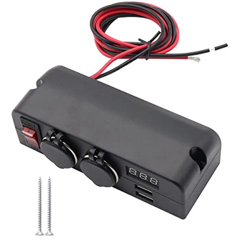 Tiardey Cargador de Enchufe USB Dual y Adaptador Divisor de Encendedor de Cigarrillos de Toma de Corriente Dual de 12 V con interruptores de Encendido/Apagado LED para automóvil RV Camión Barco