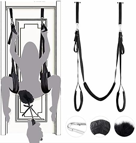jjrabbittoy BDSM Hanging Indoor Sex Swing, Bondage Restraint Toy for Adult Couples with Premium Paint Stand and Widened Thick Adjustable Straps, Black