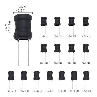 150pcs Choke Pure Copper I-Shaped Inductor 1uH-4.7mH 6 * 8 mm 0608 Kit