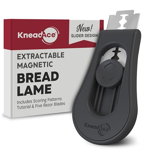KneadAce Upgraded Magnetic Bread Lame, Professional Dough Scoring Tool with Extractable Blade, Sourdough Bread Tool for Baking, Includes Scoring Pattern Booklet & 5 Replaceable Razor Blades