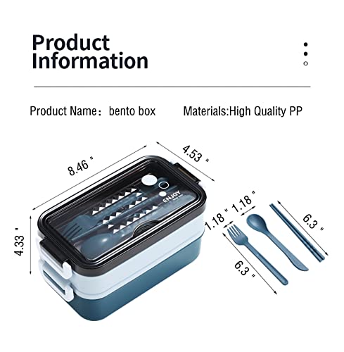 Puoenfgr Bento Lunch Box,Japanese-Style Large Capacity Double Layer Stacking,Microwave Can Be Used,Comes With Three-Piece Cutlery Set,Adults Love It,Great For Camping,Work (Pink) #TOP5