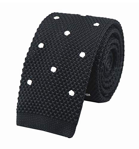 Men's Junior Black Polka Dot Eco-Friendly Silk Ties Extra Long Knit Necktie Solid 58 Inches #TOP23